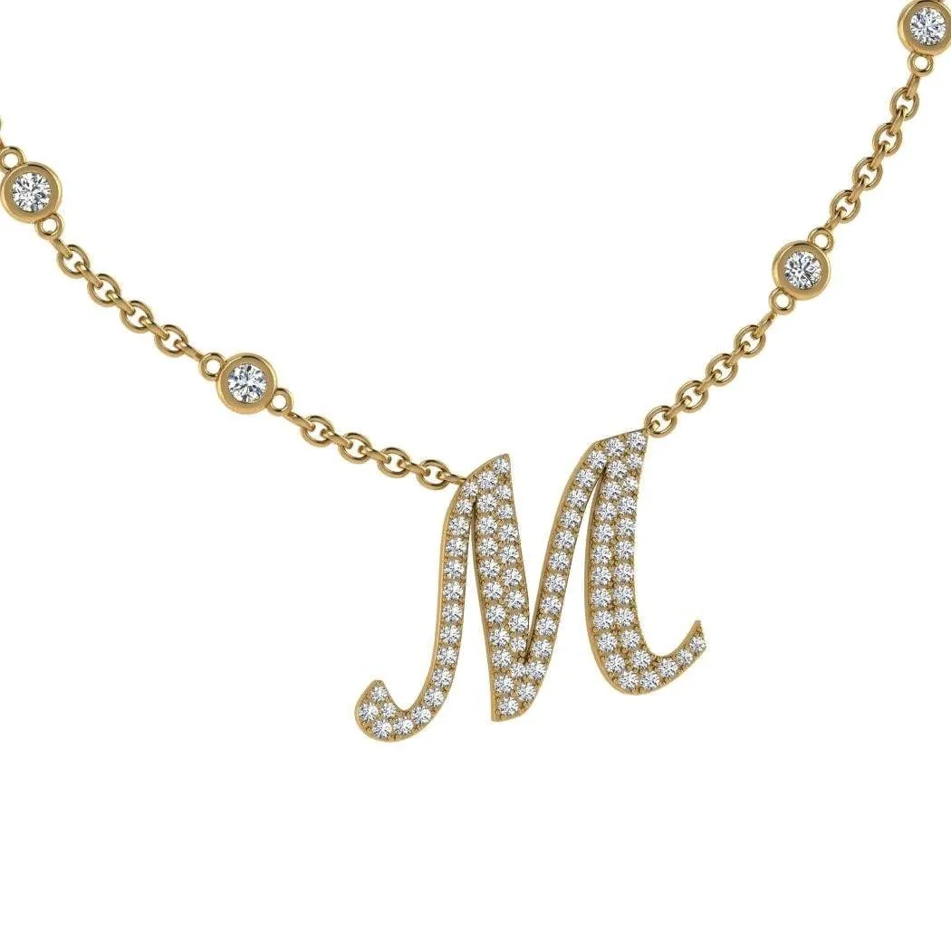 Diamond Initial Pendant Necklace 18K Gold (0.67 CT. TW)