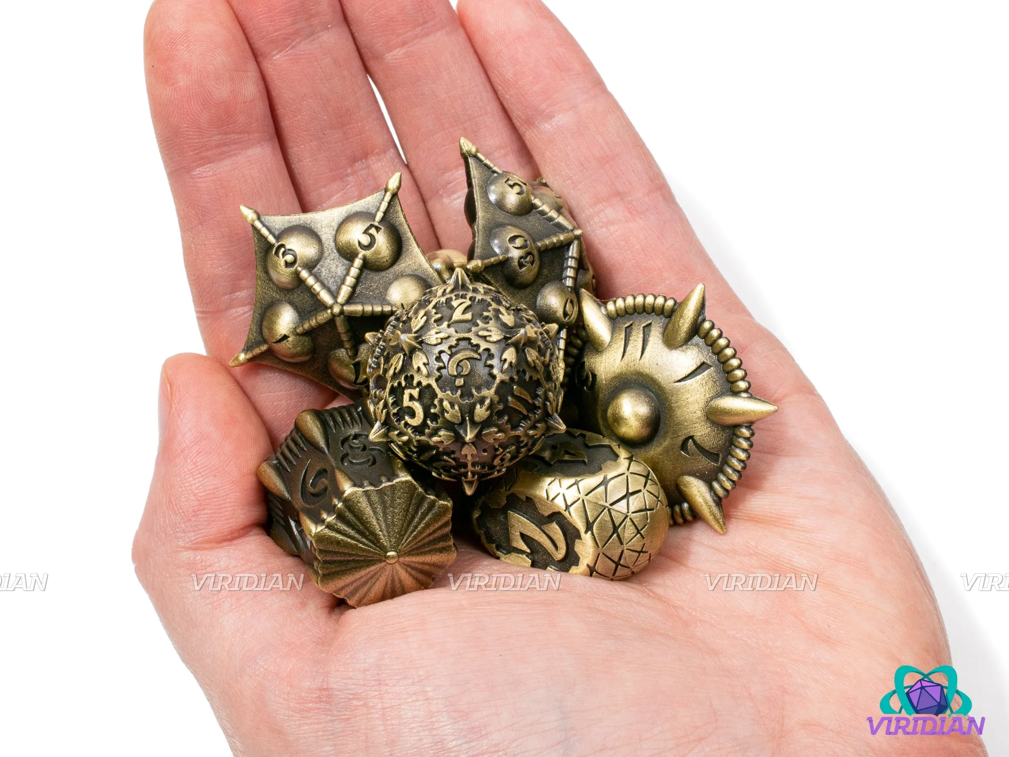 Draconic Anomaly (Bronze) | Unique, Unusual, Ornate Cosmic-Dragon Designs | Metal Dice Set (7)