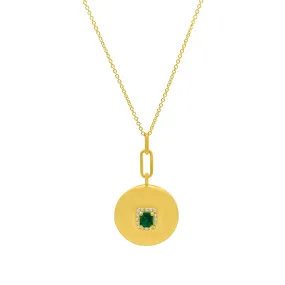 Emerald & Diamond Halo Disc Charm