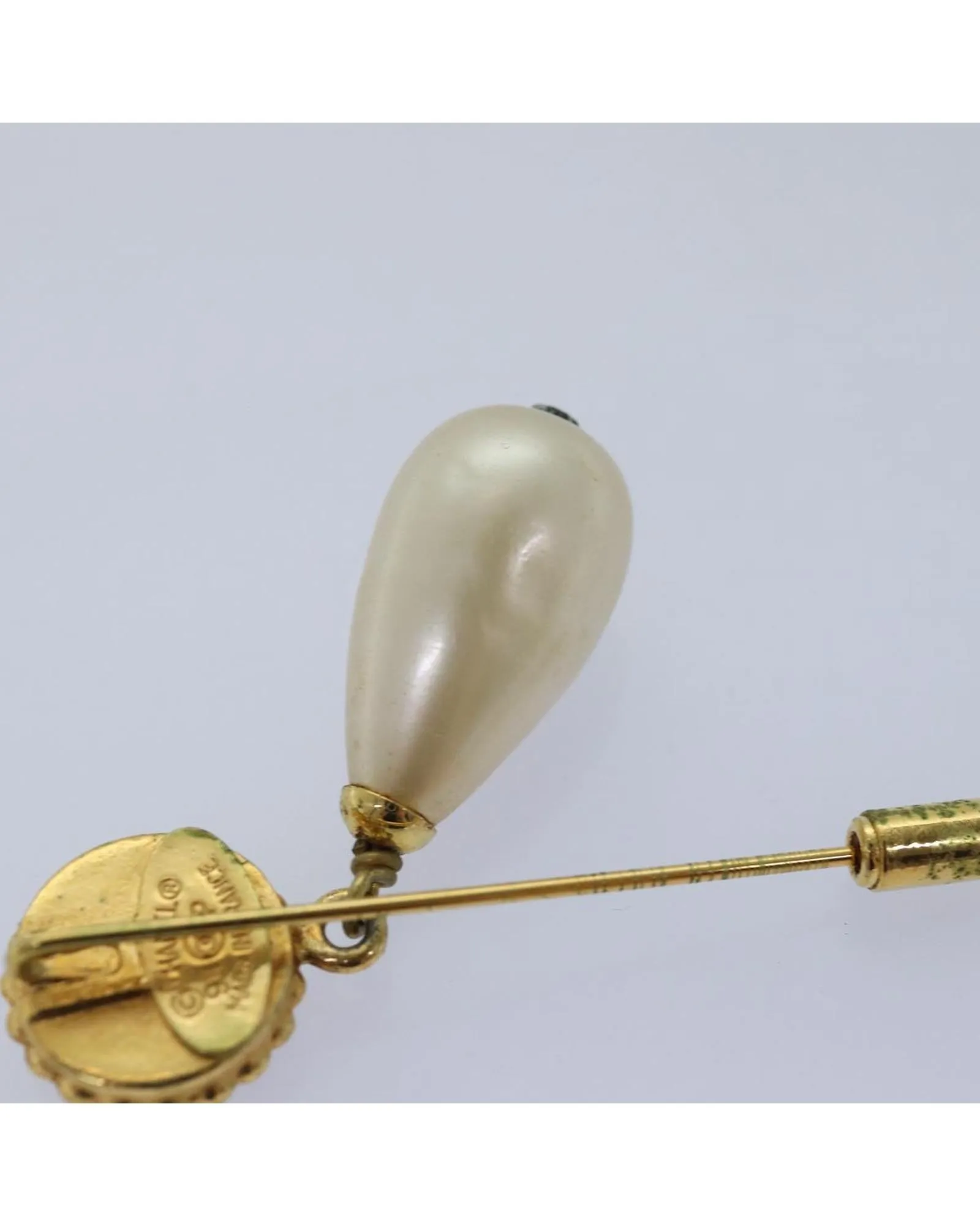 Exquisite Pearl Embellished CC Brooch
