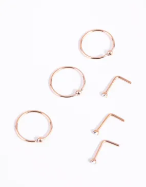 Fine Gold Nose Ring 6-Pack