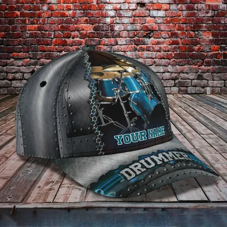 Gift For Drummer, Personalized Drummer Hat 3D Cap All Over Prints for Drummer, Drummer Gifts For Him