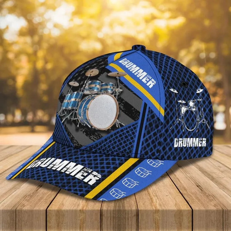 Gift For Drummer, Personalized Drummer Hat 3D Cap All Over Prints for Drummer, Drummer Gifts For Him