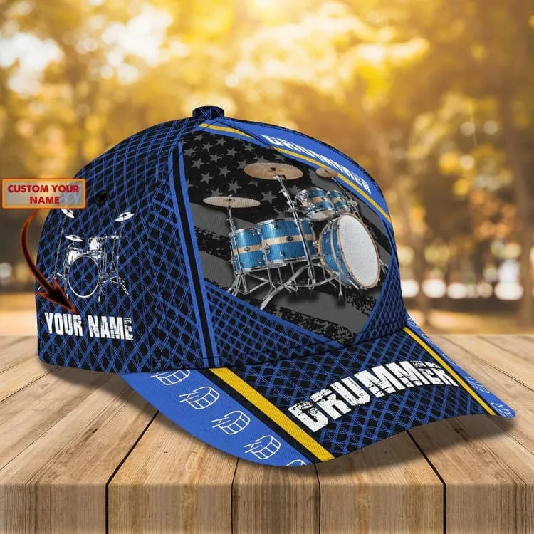 Gift For Drummer, Personalized Drummer Hat 3D Cap All Over Prints for Drummer, Drummer Gifts For Him