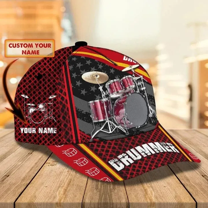 Gift For Drummer, Personalized Drummer Hat 3D Cap All Over Prints for Drummer, Drummer Gifts For Him