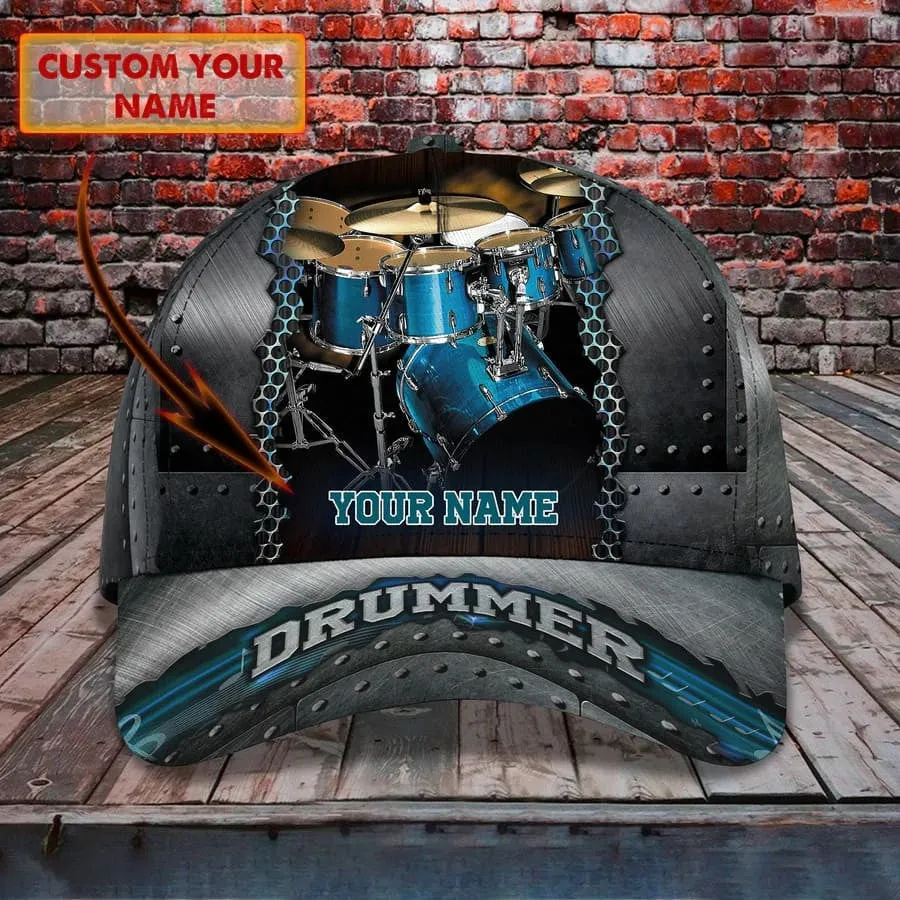 Gift For Drummer, Personalized Drummer Hat 3D Cap All Over Prints for Drummer, Drummer Gifts For Him