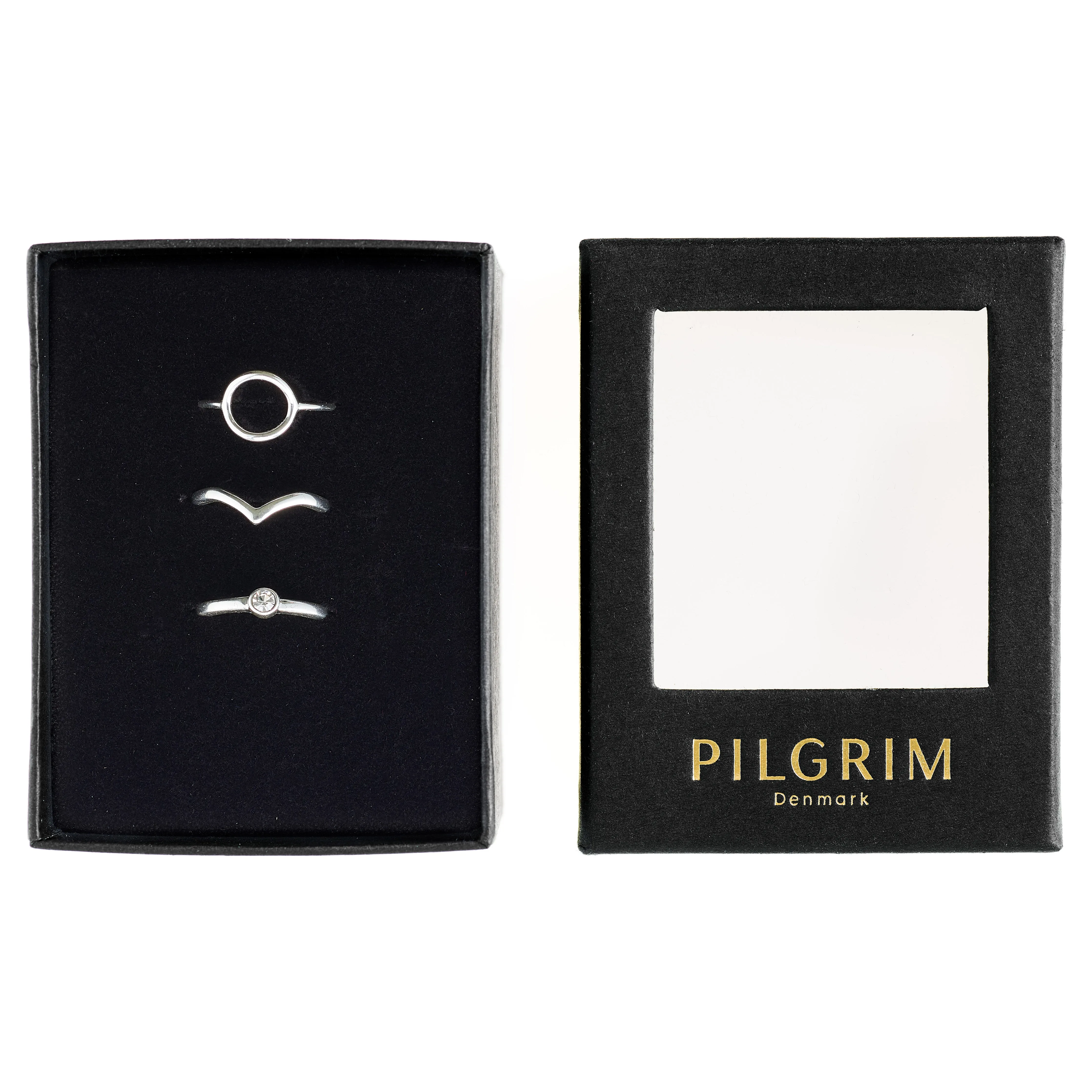 GIFT SET, recycled 3-in-1 set, stack rings, silver-plated