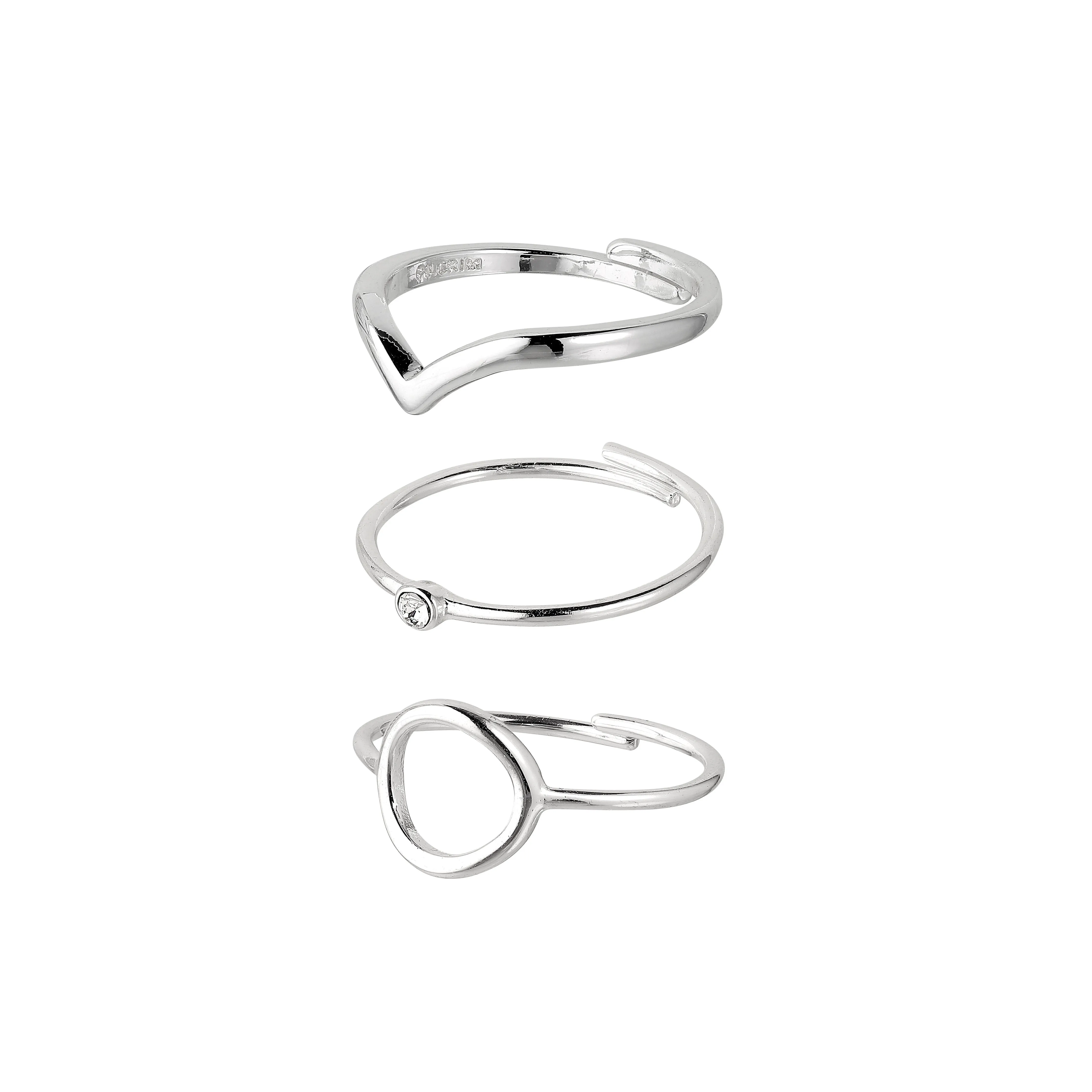 GIFT SET, recycled 3-in-1 set, stack rings, silver-plated