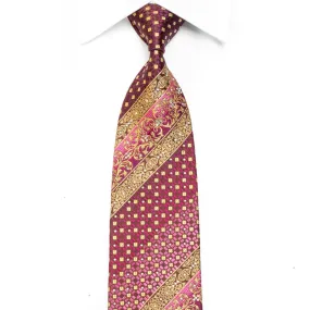 Guy Laroche Men's Rhinestone Necktie Gold Cartouche On Purple With Sparkles