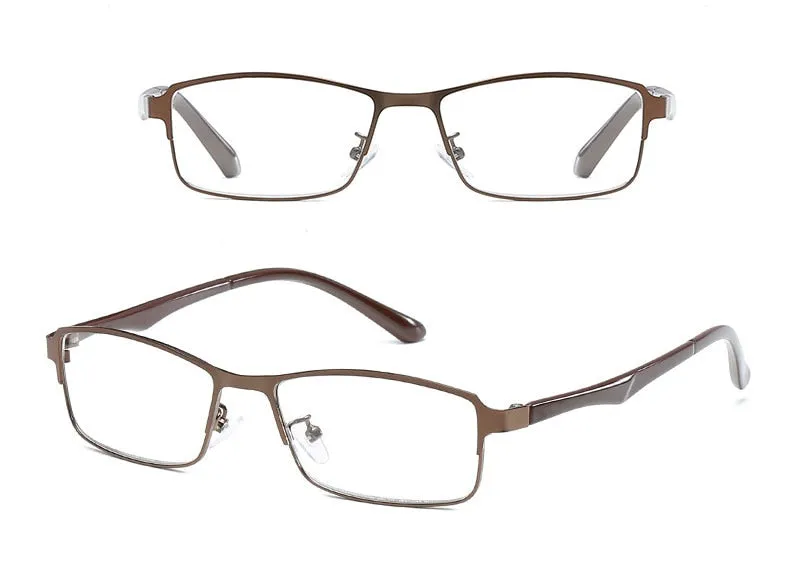 Hotochky Unisex Full Rim Square Stainless Steel Non Spherical Reading Glasses T076