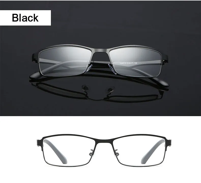 Hotochky Unisex Full Rim Square Stainless Steel Non Spherical Reading Glasses T076