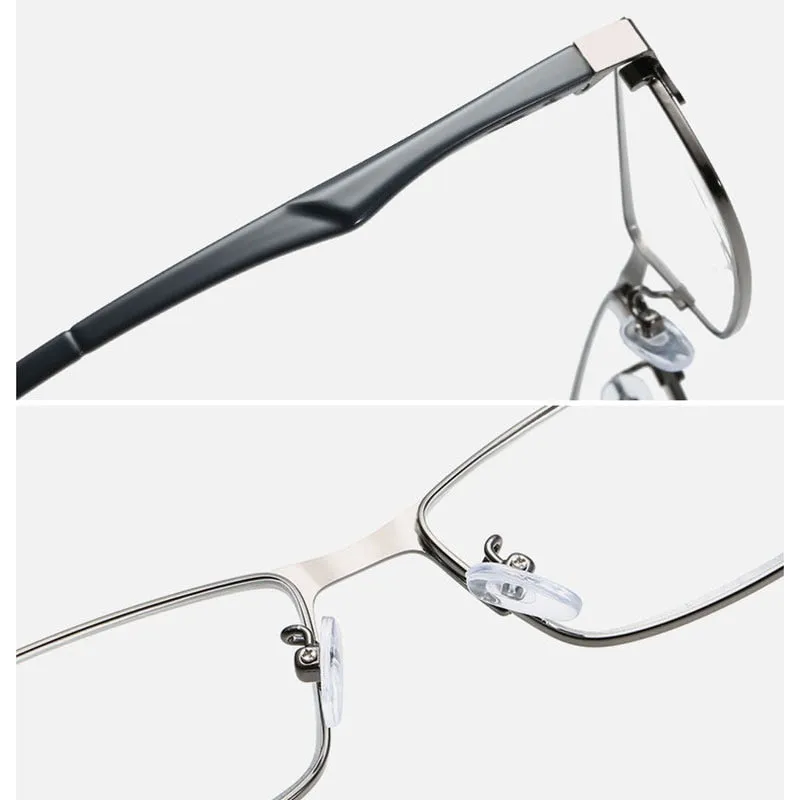 Hotochky Unisex Full Rim Square Stainless Steel Non Spherical Reading Glasses T076
