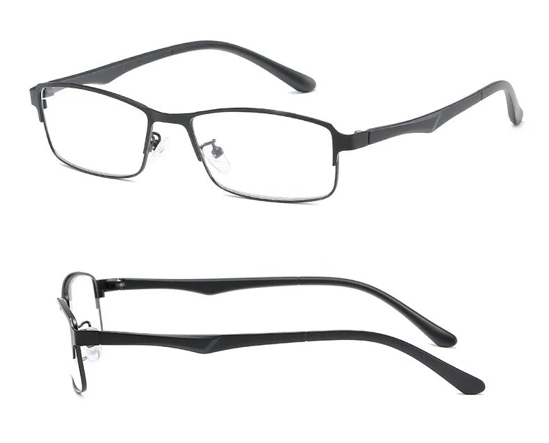 Hotochky Unisex Full Rim Square Stainless Steel Non Spherical Reading Glasses T076