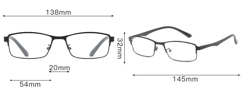 Hotochky Unisex Full Rim Square Stainless Steel Non Spherical Reading Glasses T076