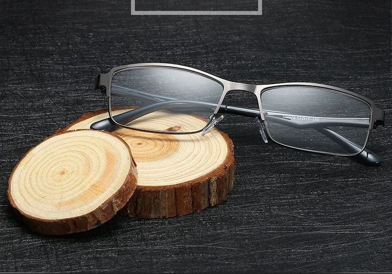 Hotochky Unisex Full Rim Square Stainless Steel Non Spherical Reading Glasses T076