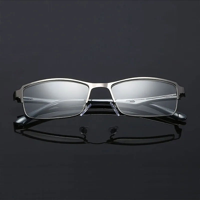 Hotochky Unisex Full Rim Square Stainless Steel Non Spherical Reading Glasses T076