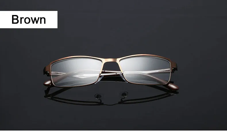 Hotochky Unisex Full Rim Square Stainless Steel Non Spherical Reading Glasses T076