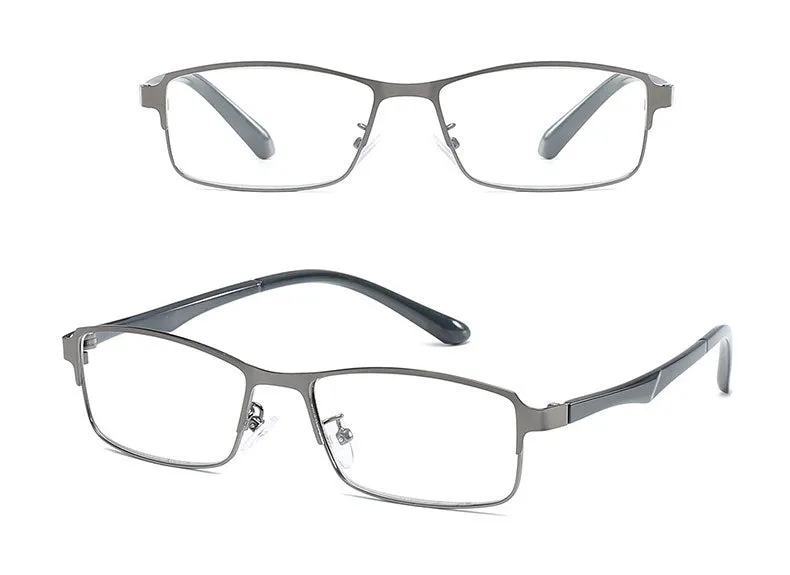 Hotochky Unisex Full Rim Square Stainless Steel Non Spherical Reading Glasses T076