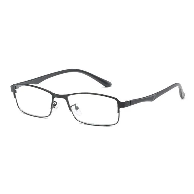 Hotochky Unisex Full Rim Square Stainless Steel Non Spherical Reading Glasses T076