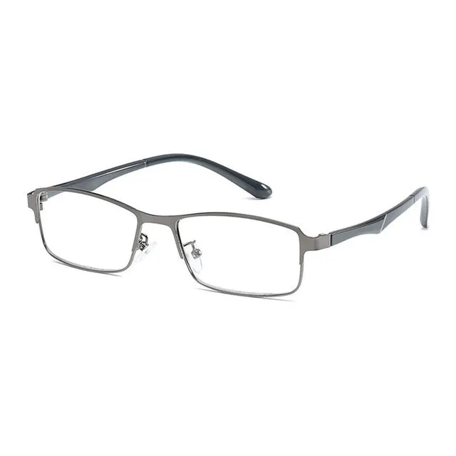 Hotochky Unisex Full Rim Square Stainless Steel Non Spherical Reading Glasses T076
