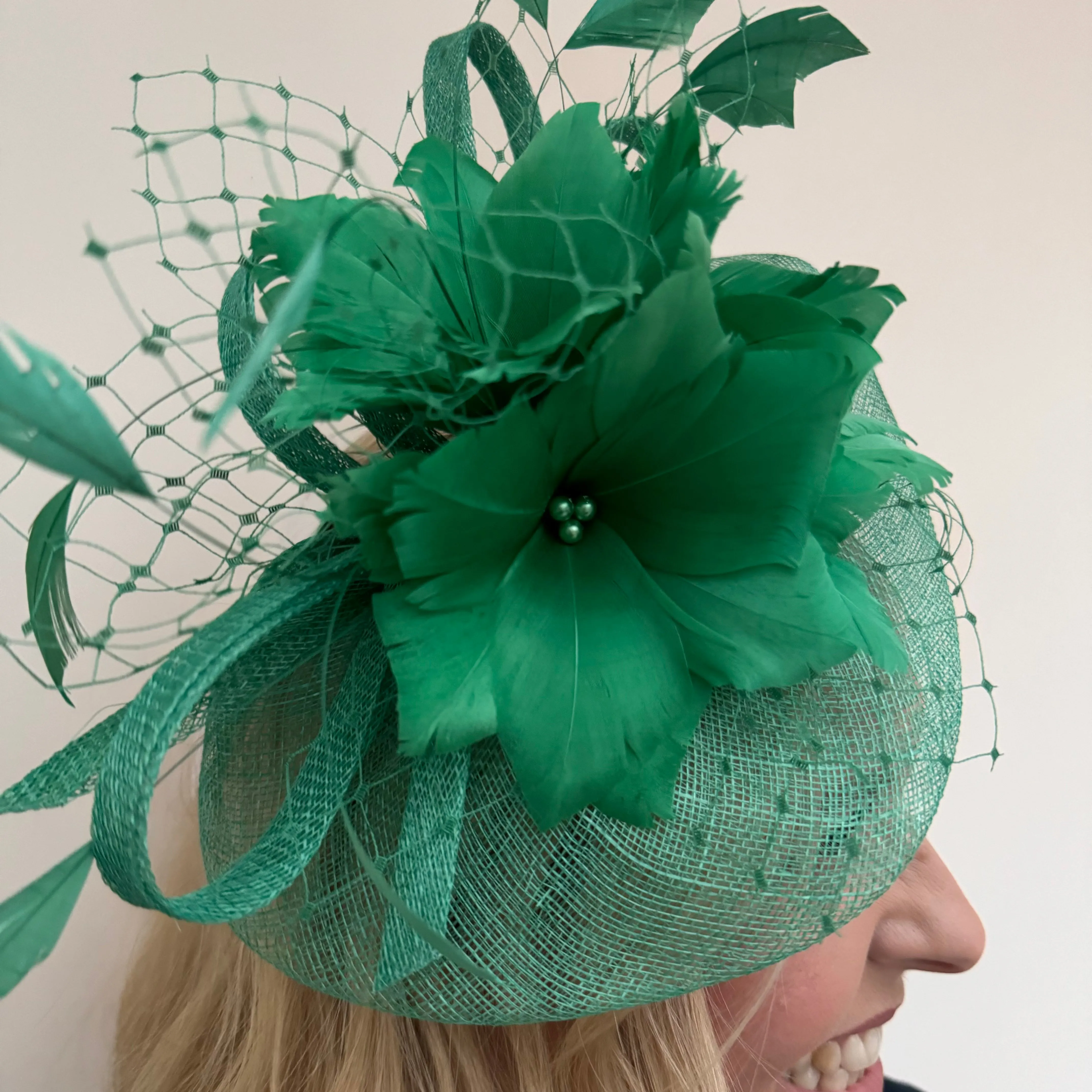 JBees JB18/040 Fascinator with Feathers in Greens