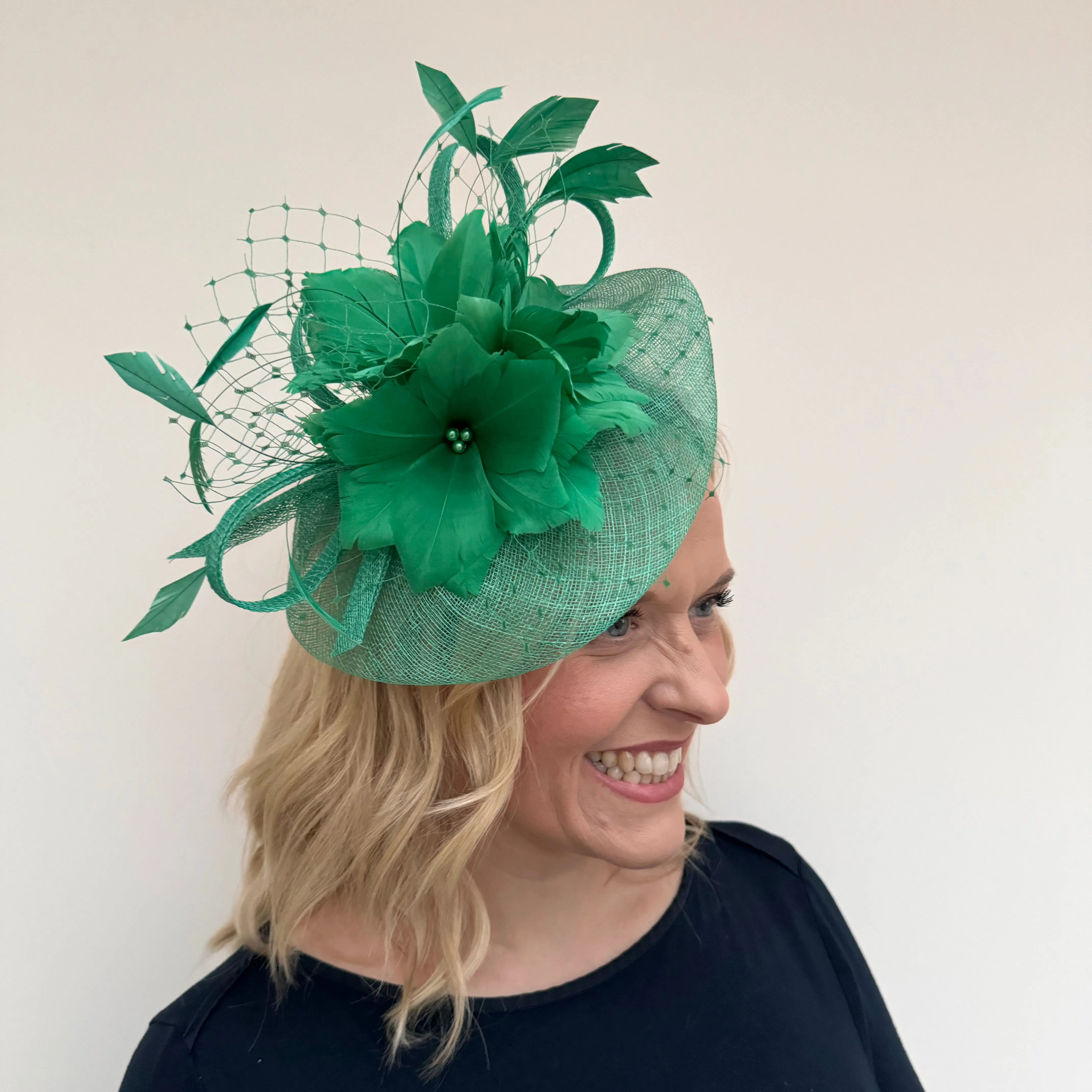 JBees JB18/040 Fascinator with Feathers in Greens