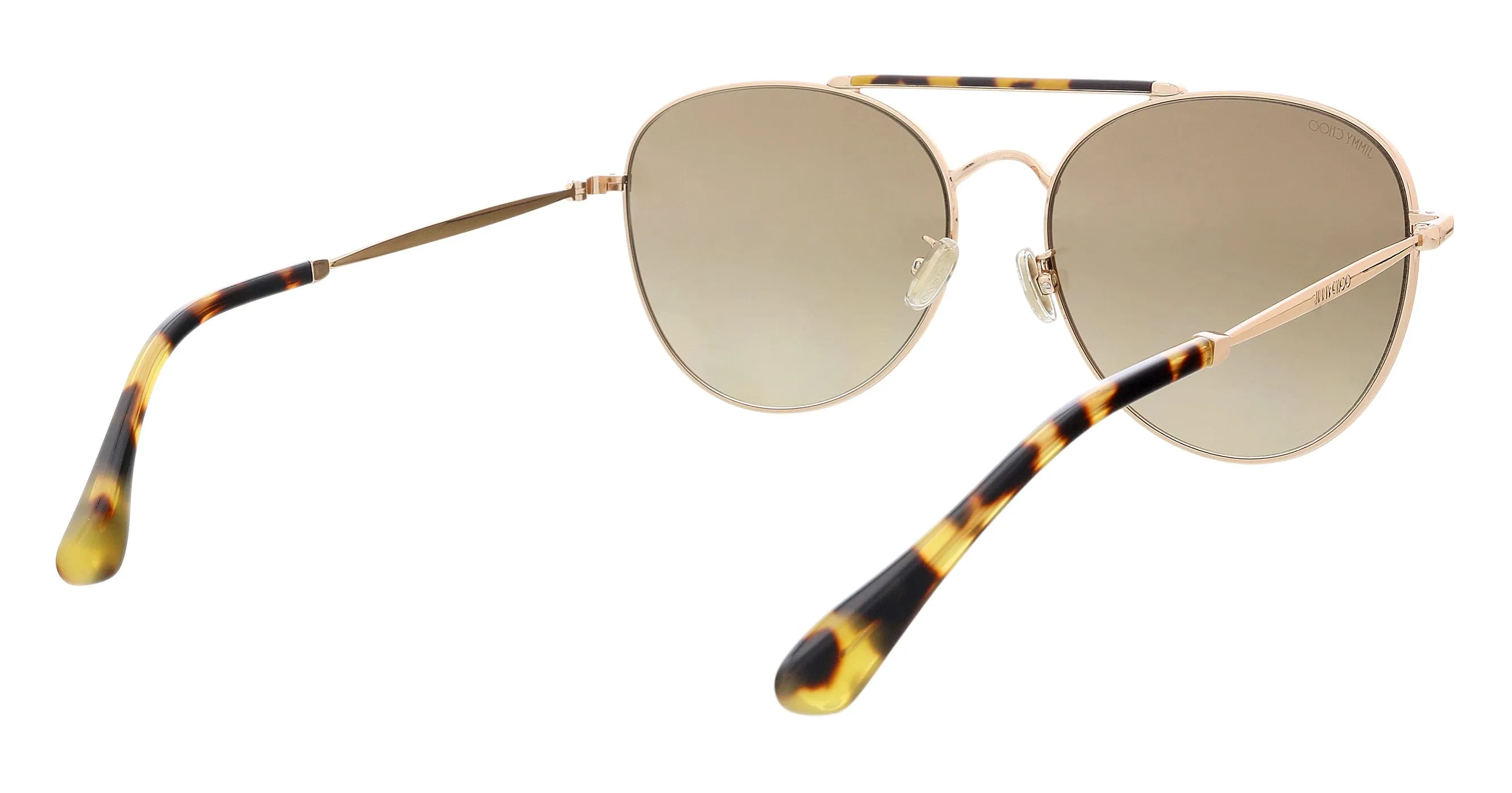 JIMMY CHOO ABBIEGS 006J HA Gold Havana Aviator Sunglasses