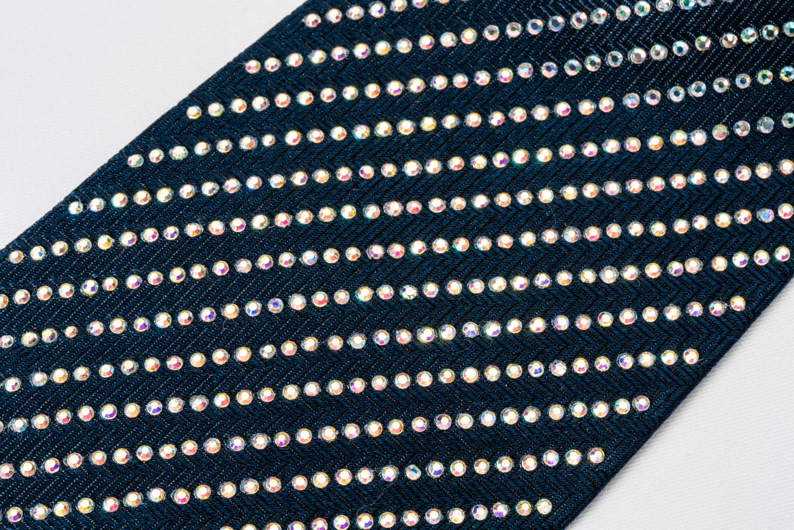 Lalanta Silk Rhinestone Tie Striped Rhinestones On Dark Blue