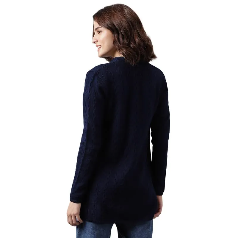Latin Quarters Women's Navy Blue Full Sleeve Shrug_L
