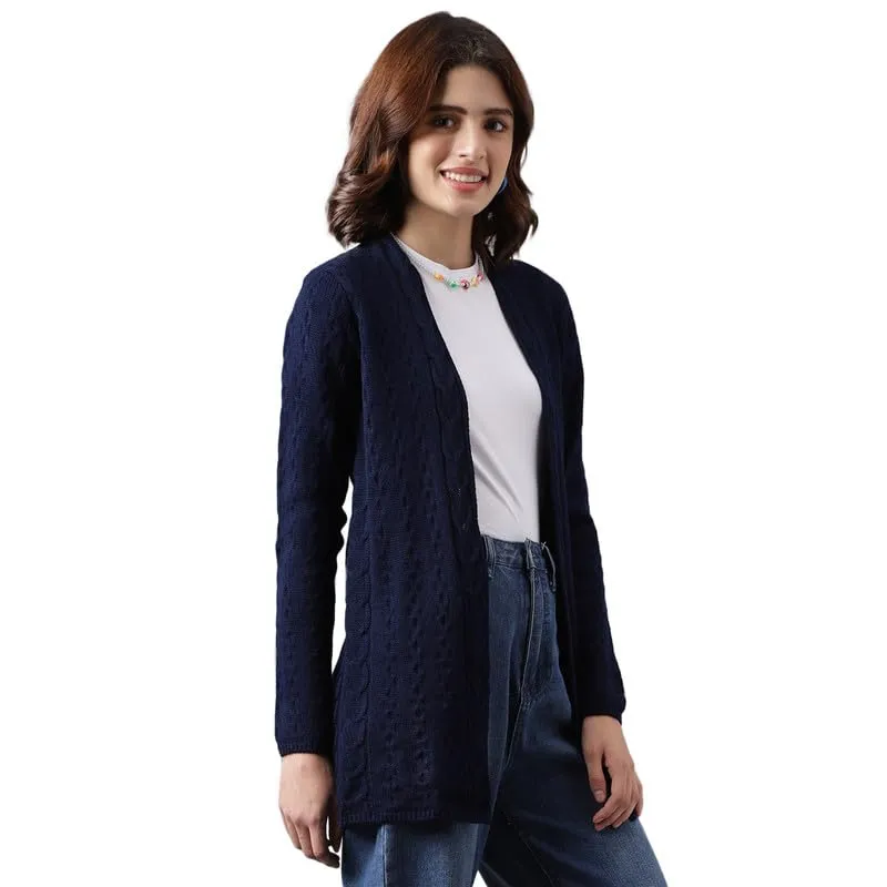 Latin Quarters Women's Navy Blue Full Sleeve Shrug_L