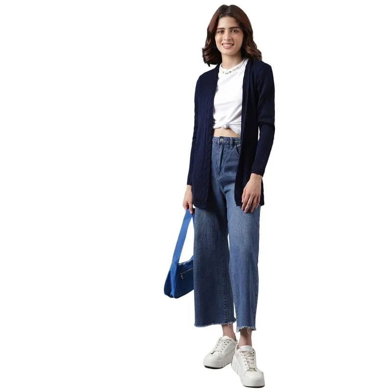 Latin Quarters Women's Navy Blue Full Sleeve Shrug_L