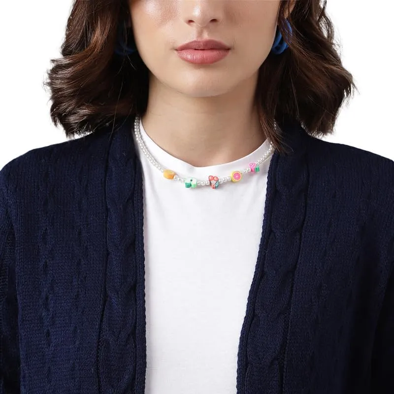 Latin Quarters Women's Navy Blue Full Sleeve Shrug_L