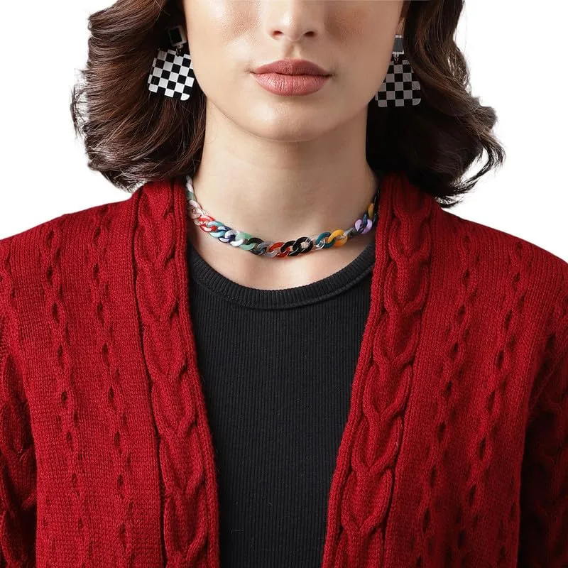 Latin Quarters Women's Red Full Sleeve Shrug_XL