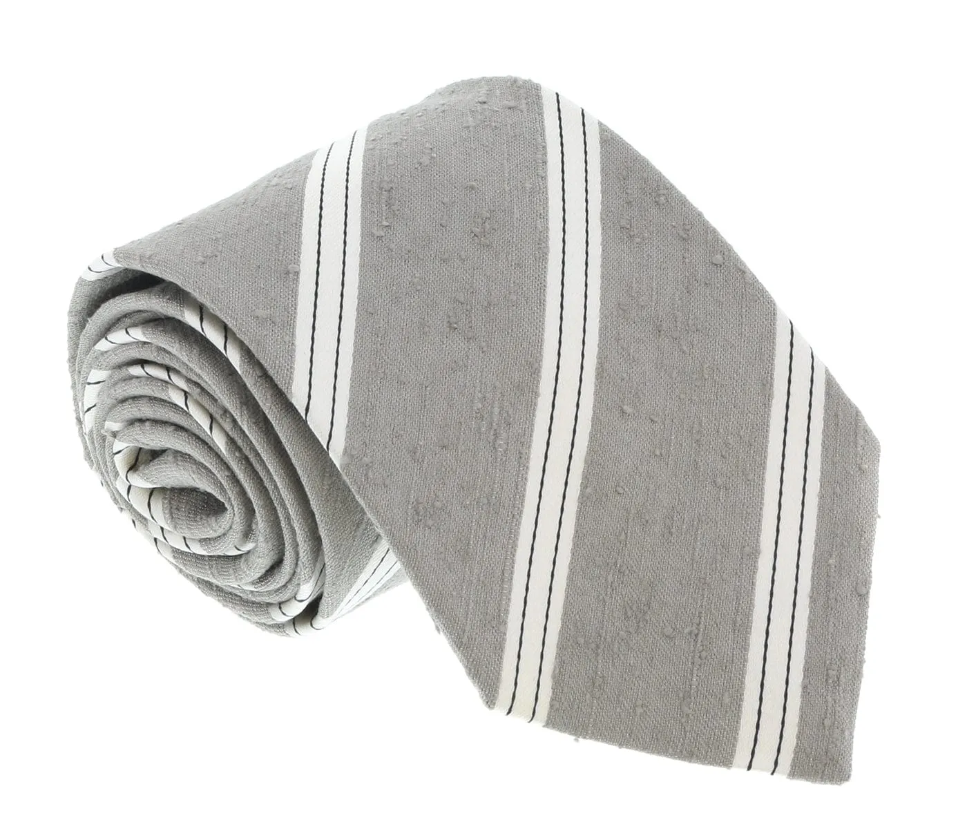 Missoni U4221 Gray/Cream Regimental Pure Silk Tie