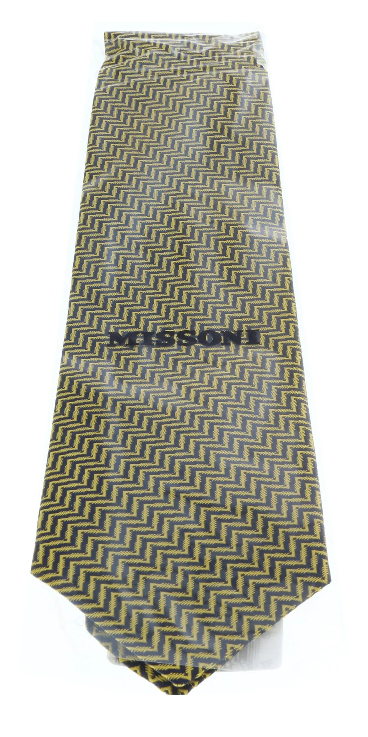 Missoni U4519 Gold Herringbone Pure Silk Tie