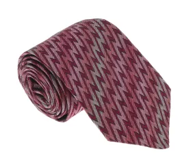 Missoni U5467 Pink/Red Flame Stitch Pure Silk Tie