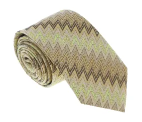 Missoni U5519 Gold/Brown Chevron Pure Silk Tie