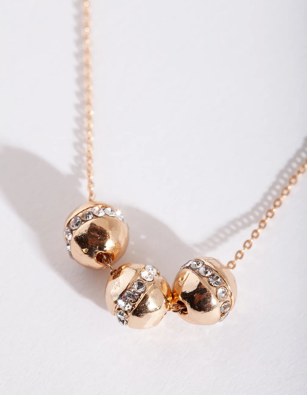 Mixed Metal Diamante Ball Necklace 2 Pack