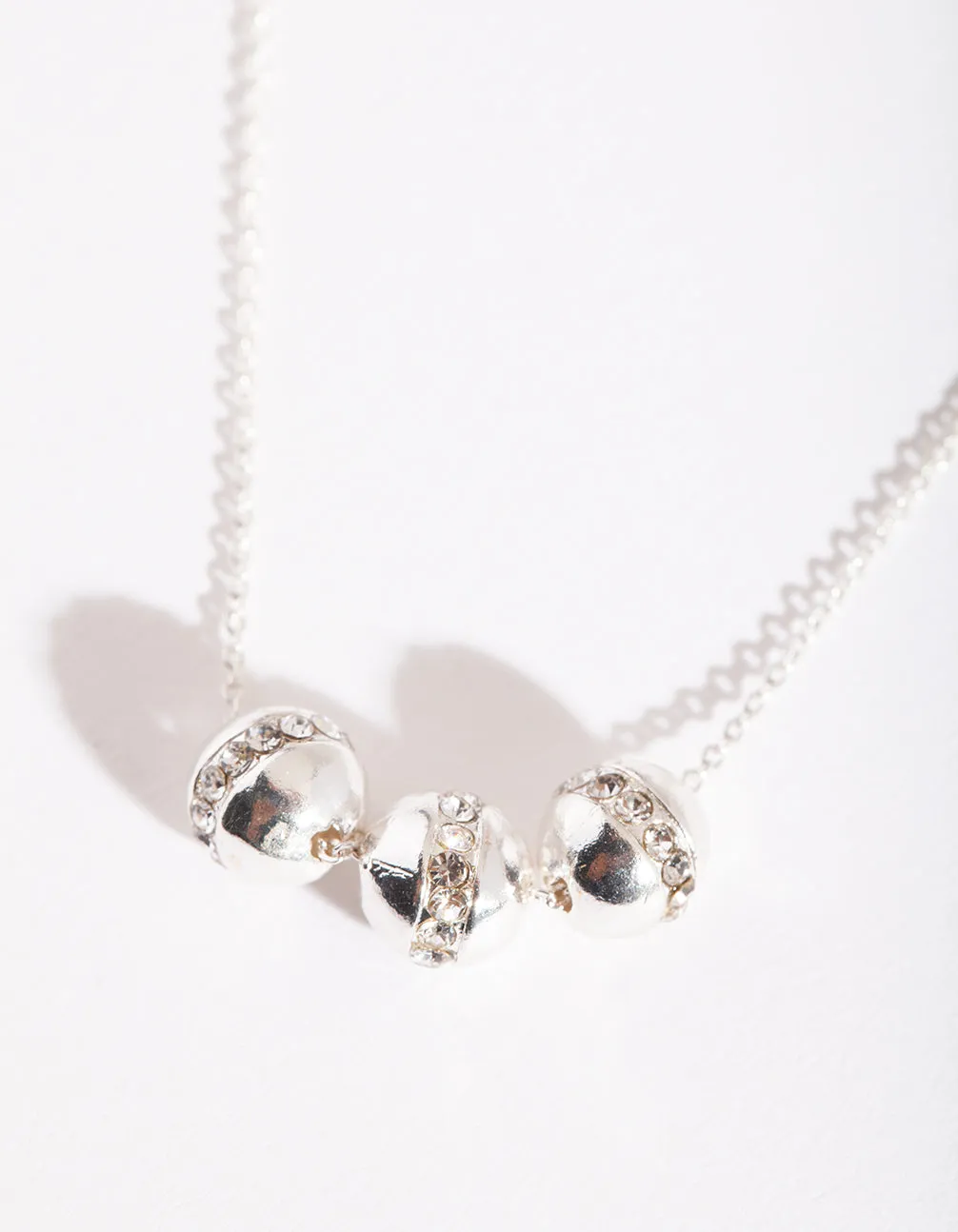 Mixed Metal Diamante Ball Necklace 2 Pack