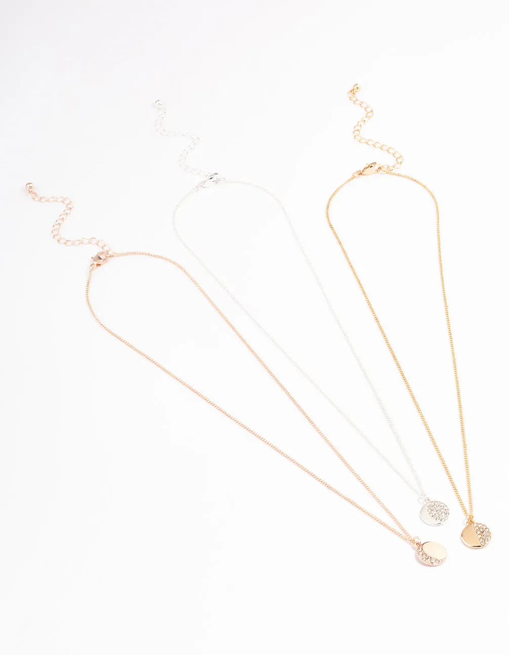 Mixed Metal Moon Phase Necklace Set