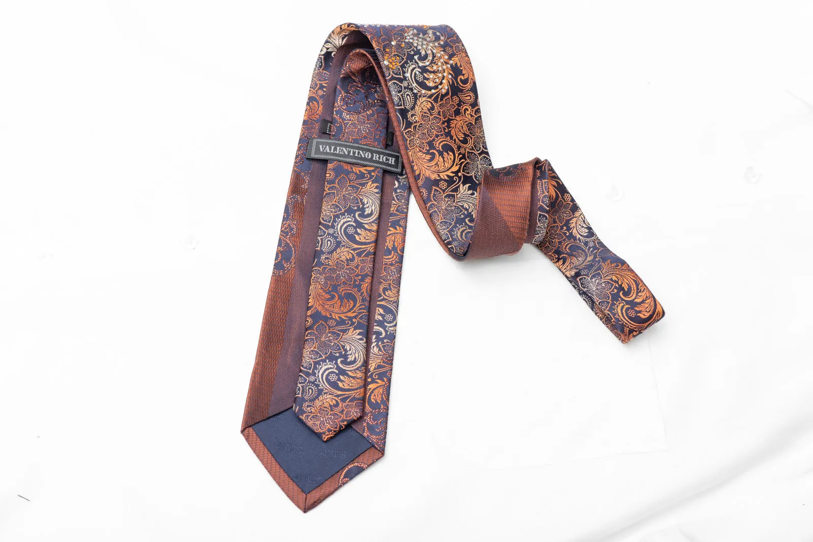 Orange Copper Acanthus On Navy Blue With Copper Sparkles