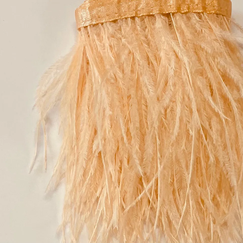 Ostrich Feathers Strung per 10cm - Apricot