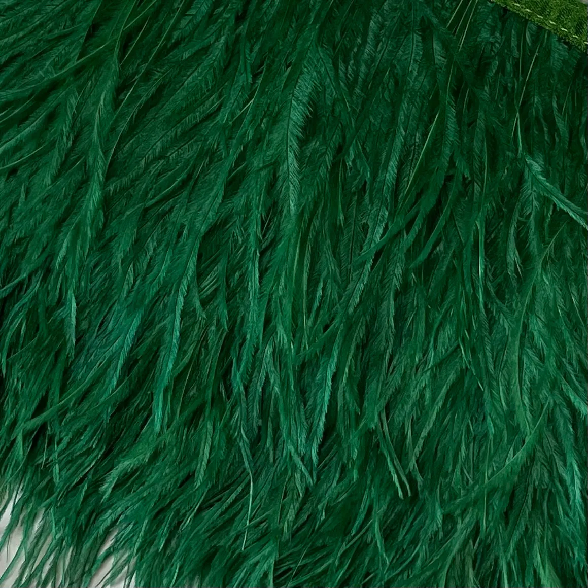 Ostrich Feathers Strung per metre - Emerald Green