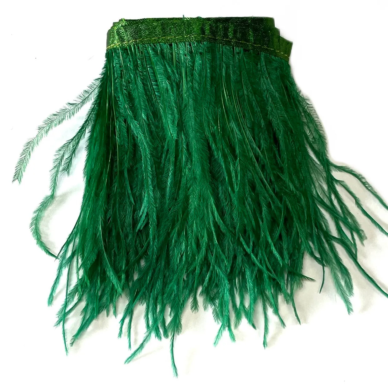 Ostrich Feathers Strung per metre - Emerald Green