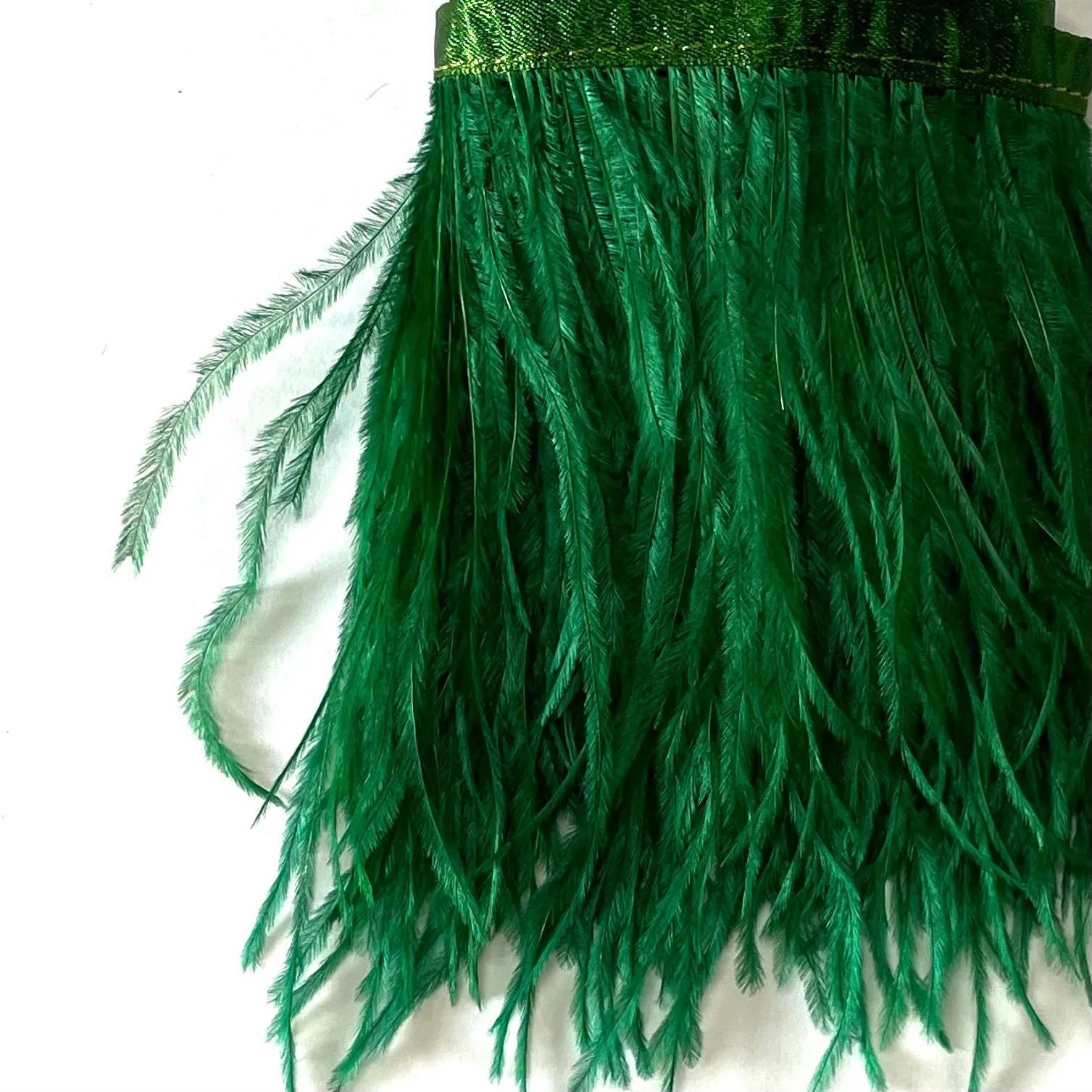 Ostrich Feathers Strung per metre - Emerald Green