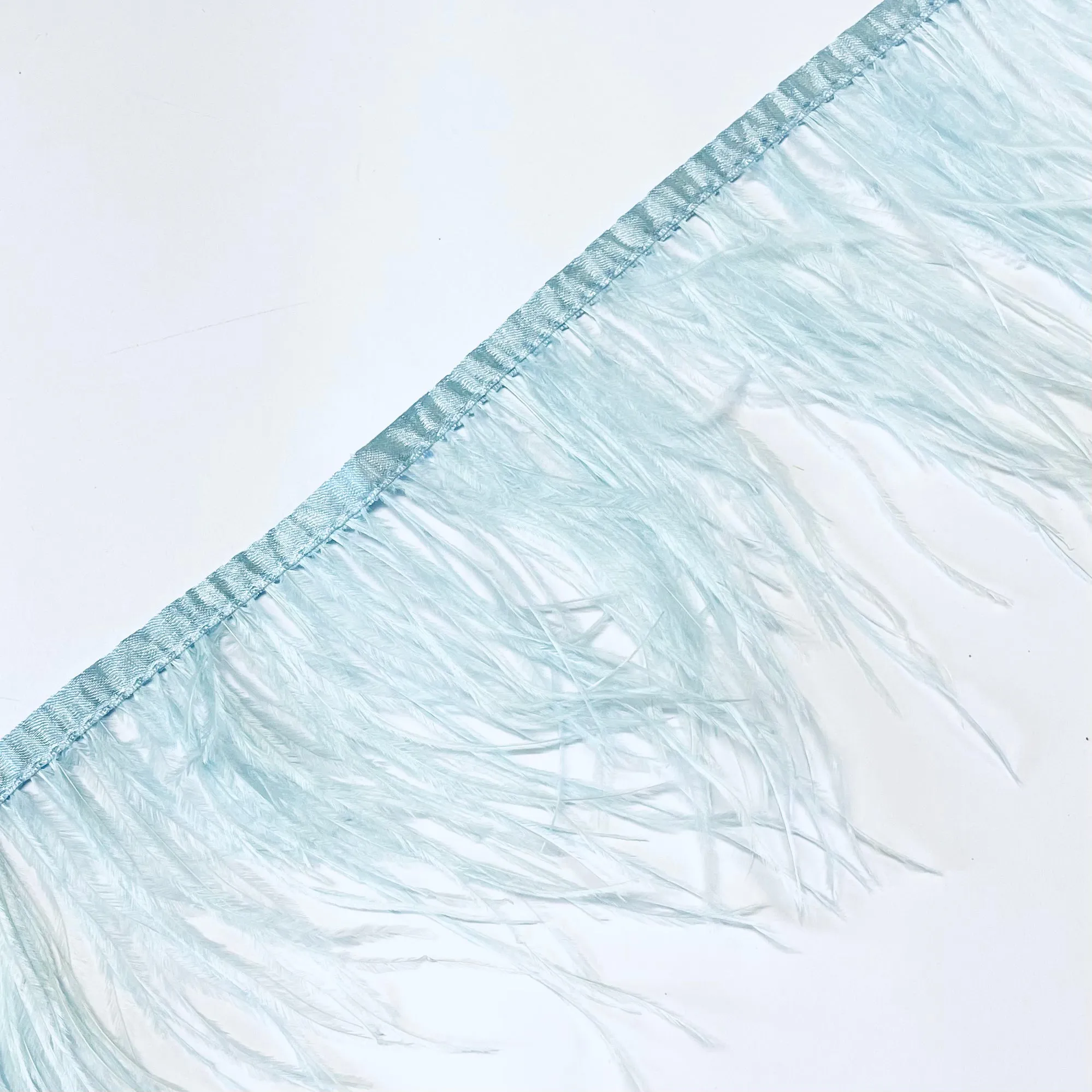Ostrich Feathers Strung per mtr - Light Blue