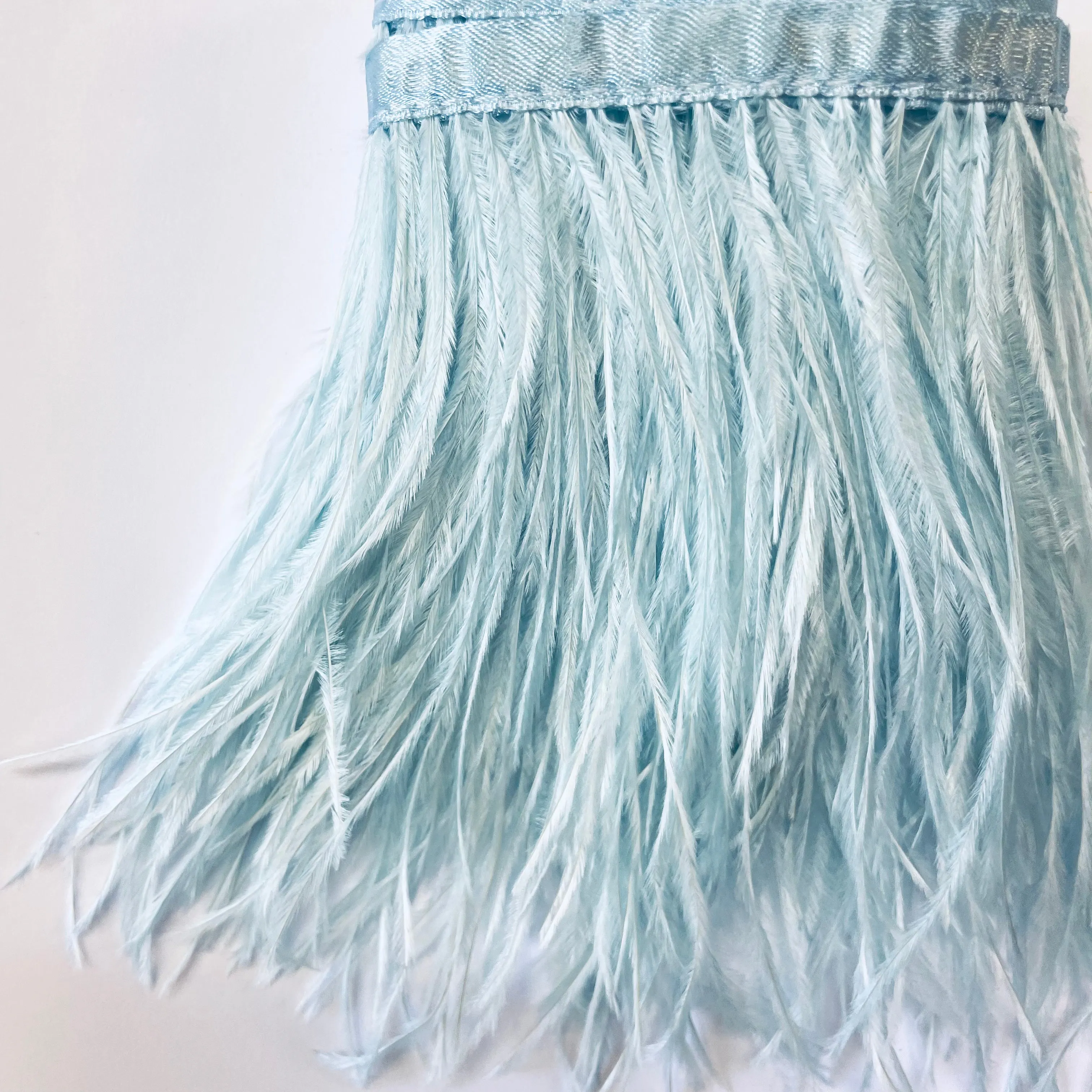 Ostrich Feathers Strung per mtr - Light Blue