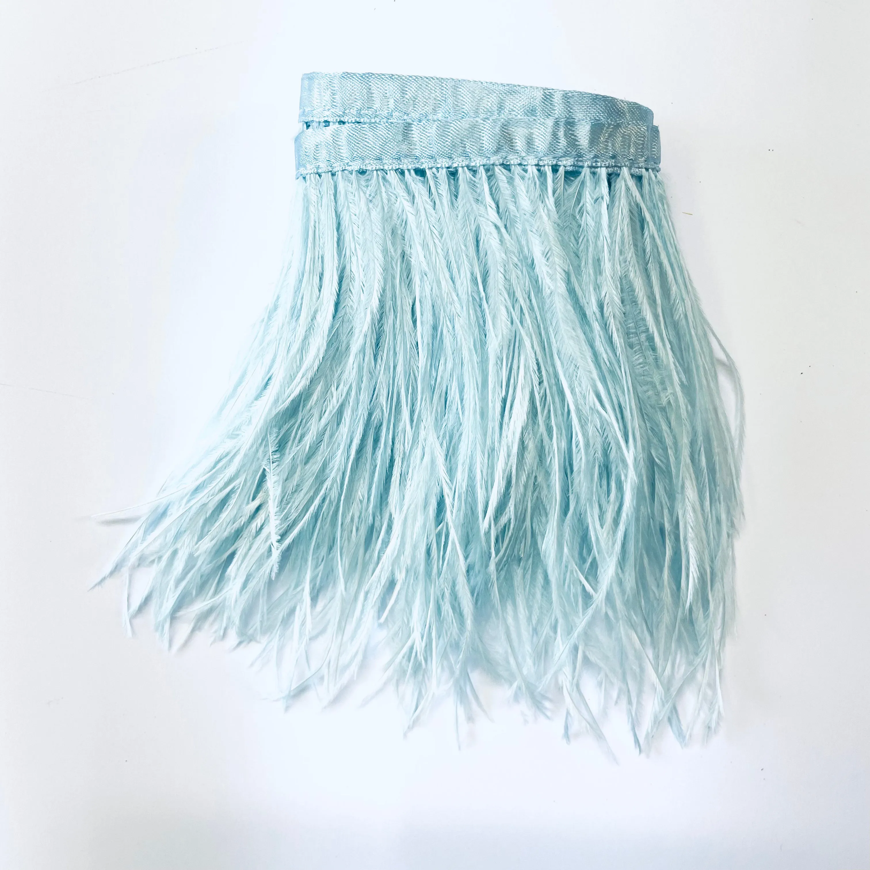 Ostrich Feathers Strung per mtr - Light Blue