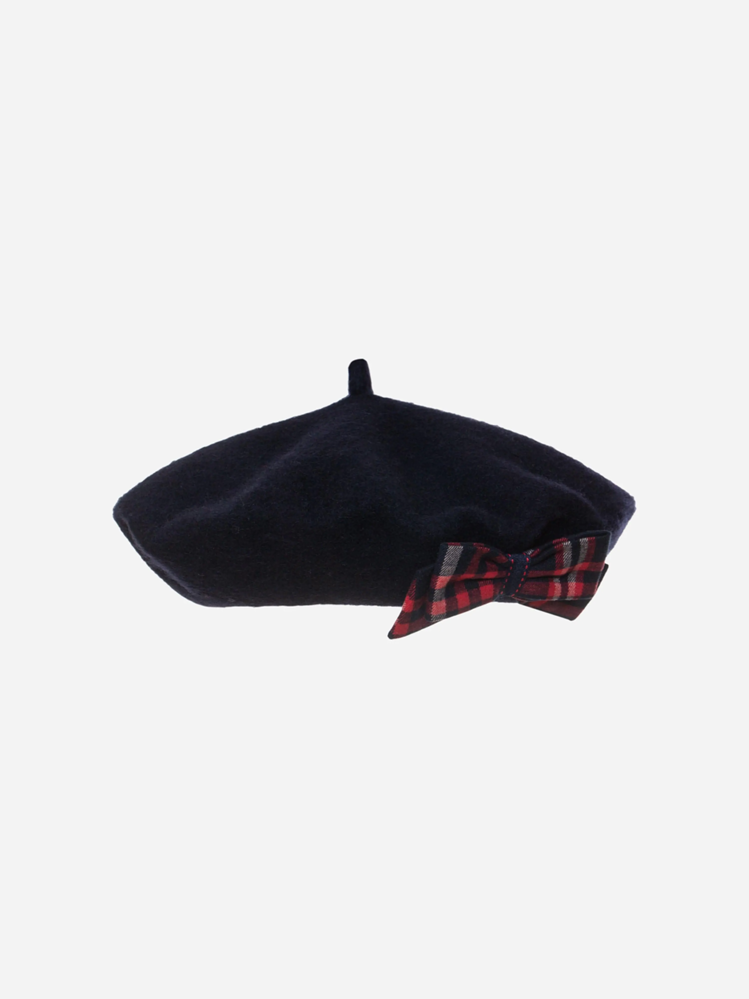 Patachou Girls Tartan Bow Beret in Navy