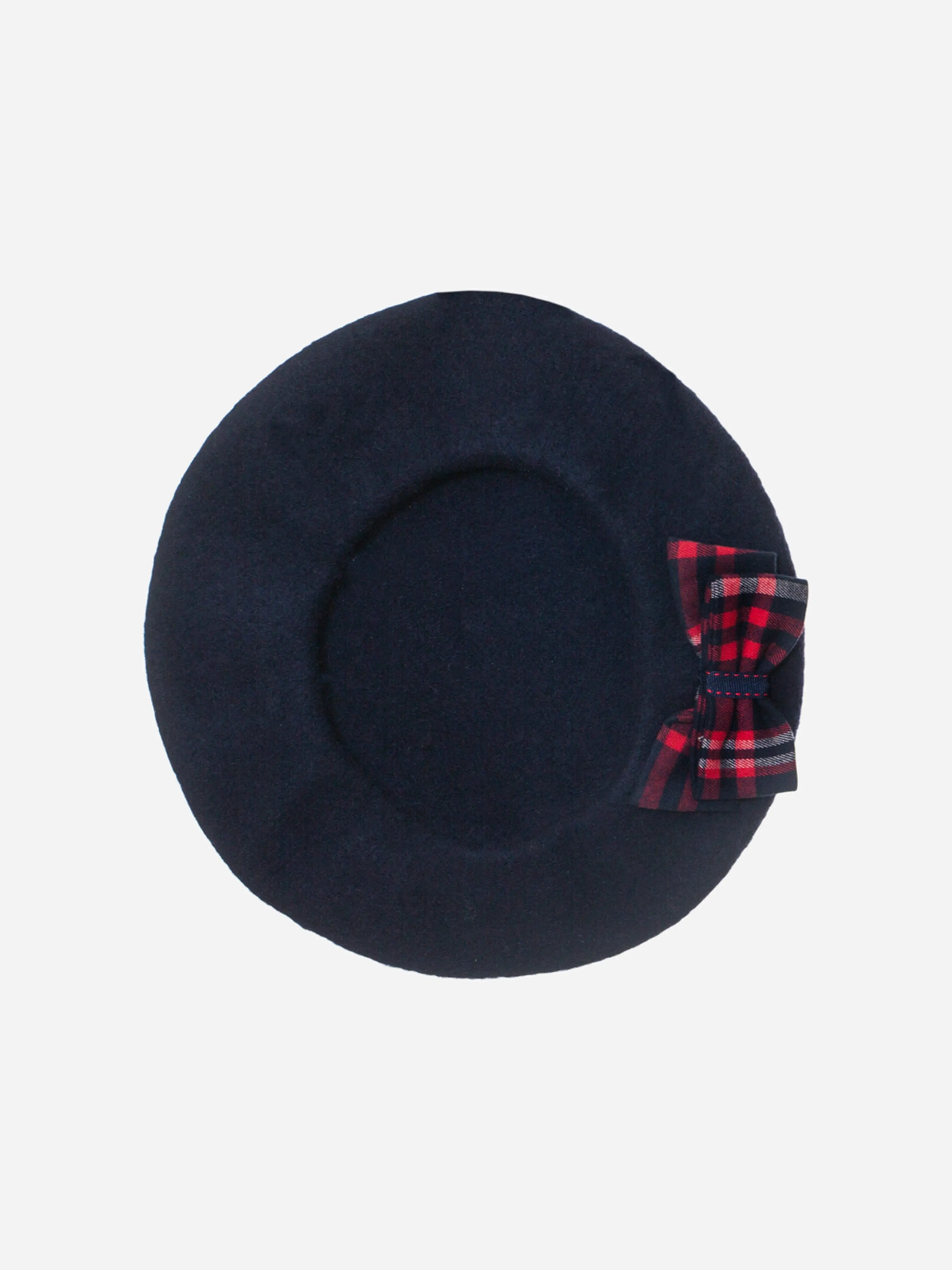 Patachou Girls Tartan Bow Beret in Navy